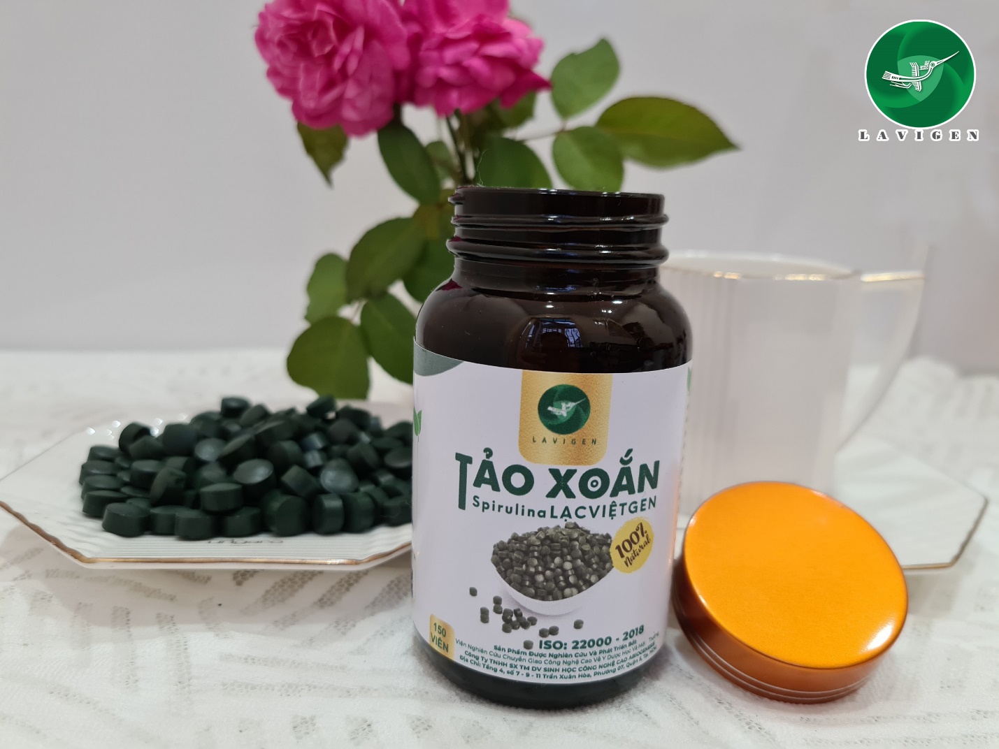 Tảo xoắn Spirulina Lavigen có hàm lượng bột tảo xoắn nguyên chất 100%